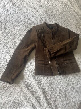 ONLY - anno 1995, my favorite wardrobe- brown suede biker/moto jacket, size 40